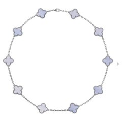 Van Cleef & Arpels Vintage Alhambra 10 Motif Chalcedony White Gold Necklace