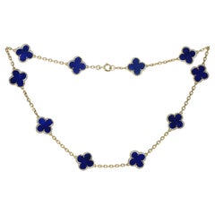Van Cleef & Arpels Vintage Alhambra 10-Motif Lapis Lazuli Yellow Gold Necklace