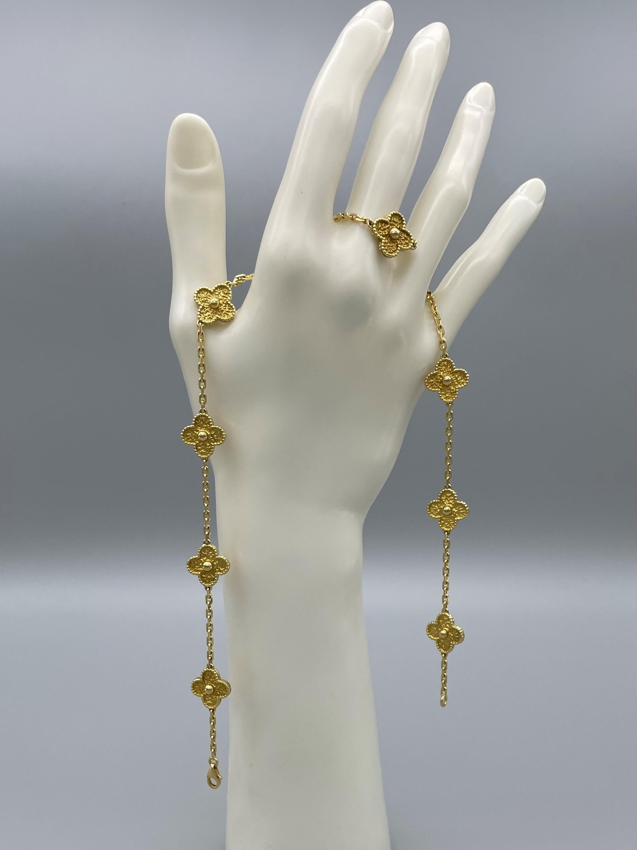 Women's Van Cleef & Arpels Vintage Alhambra 10 Motif Necklace in 18K Yellow Gold