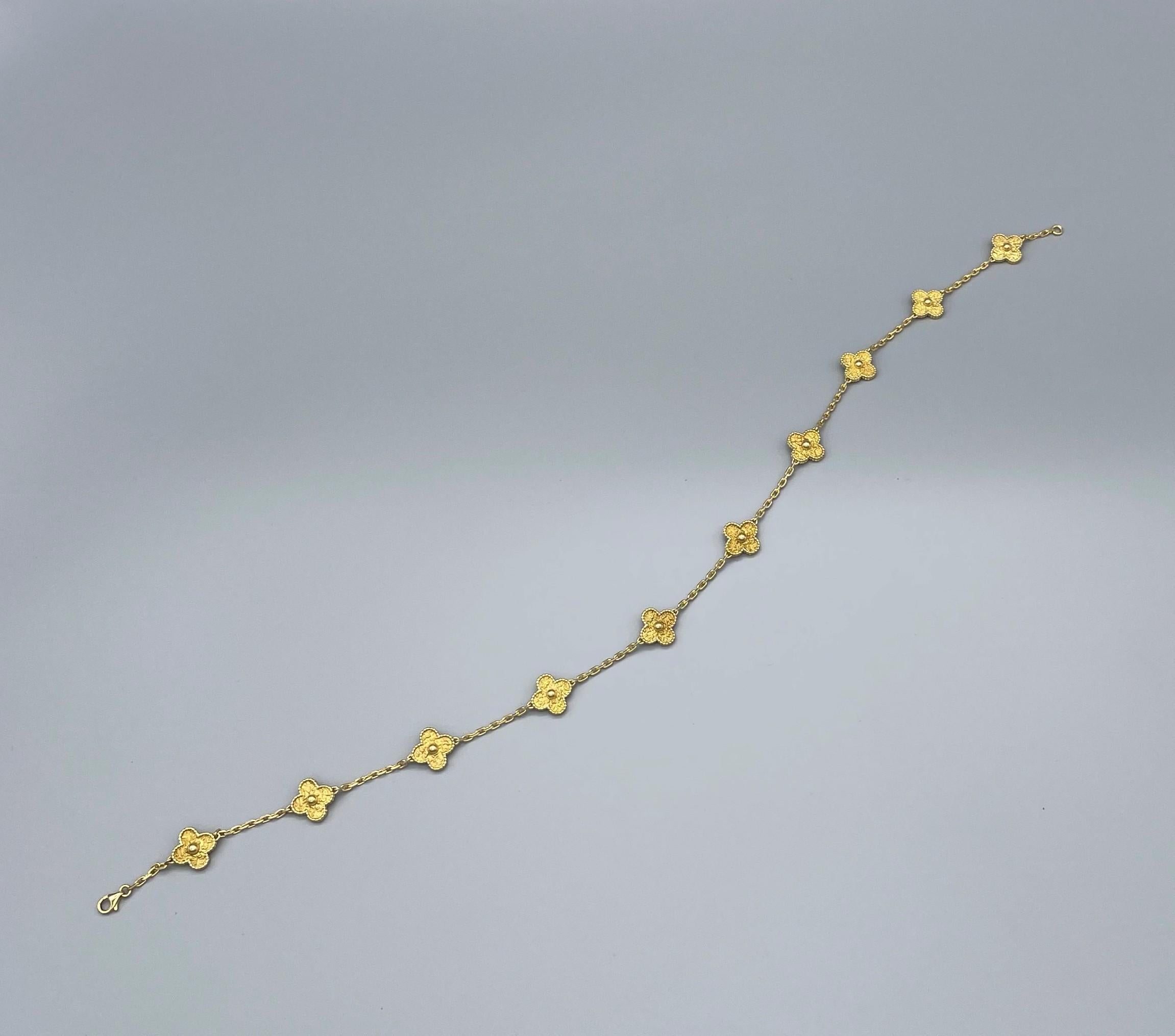 Van Cleef & Arpels Vintage Alhambra 10 Motif Necklace in 18K Yellow Gold 1
