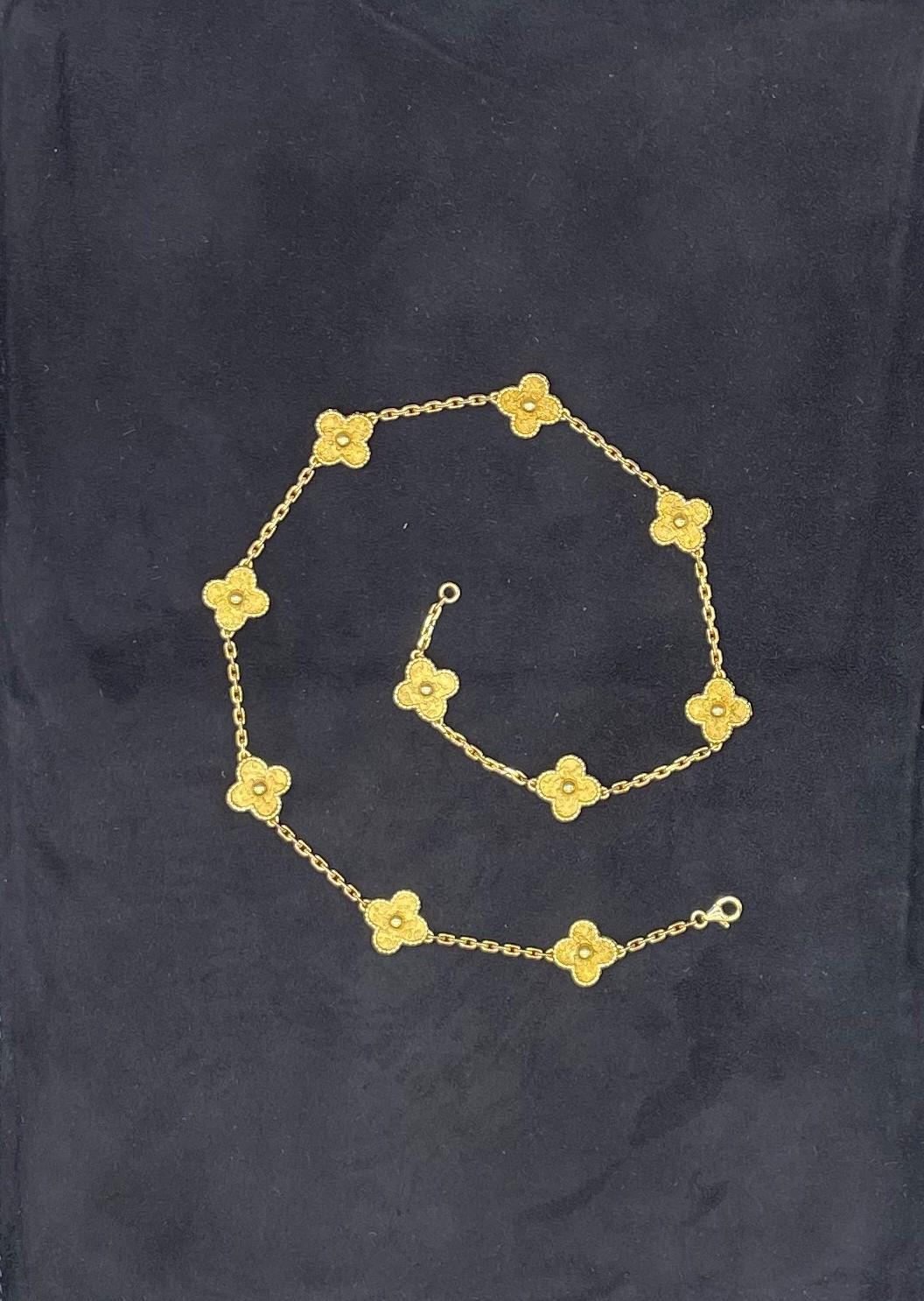 Van Cleef & Arpels Vintage Alhambra 10 Motif Necklace in 18K Yellow Gold 2