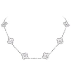 Van Cleef & Arpels Vintage Alhambra 10-Motif Necklace White Gold & Diamonds 18in