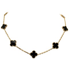 Van Cleef & Arpels Vintage Alhambra 10-Motif Onyx Necklace