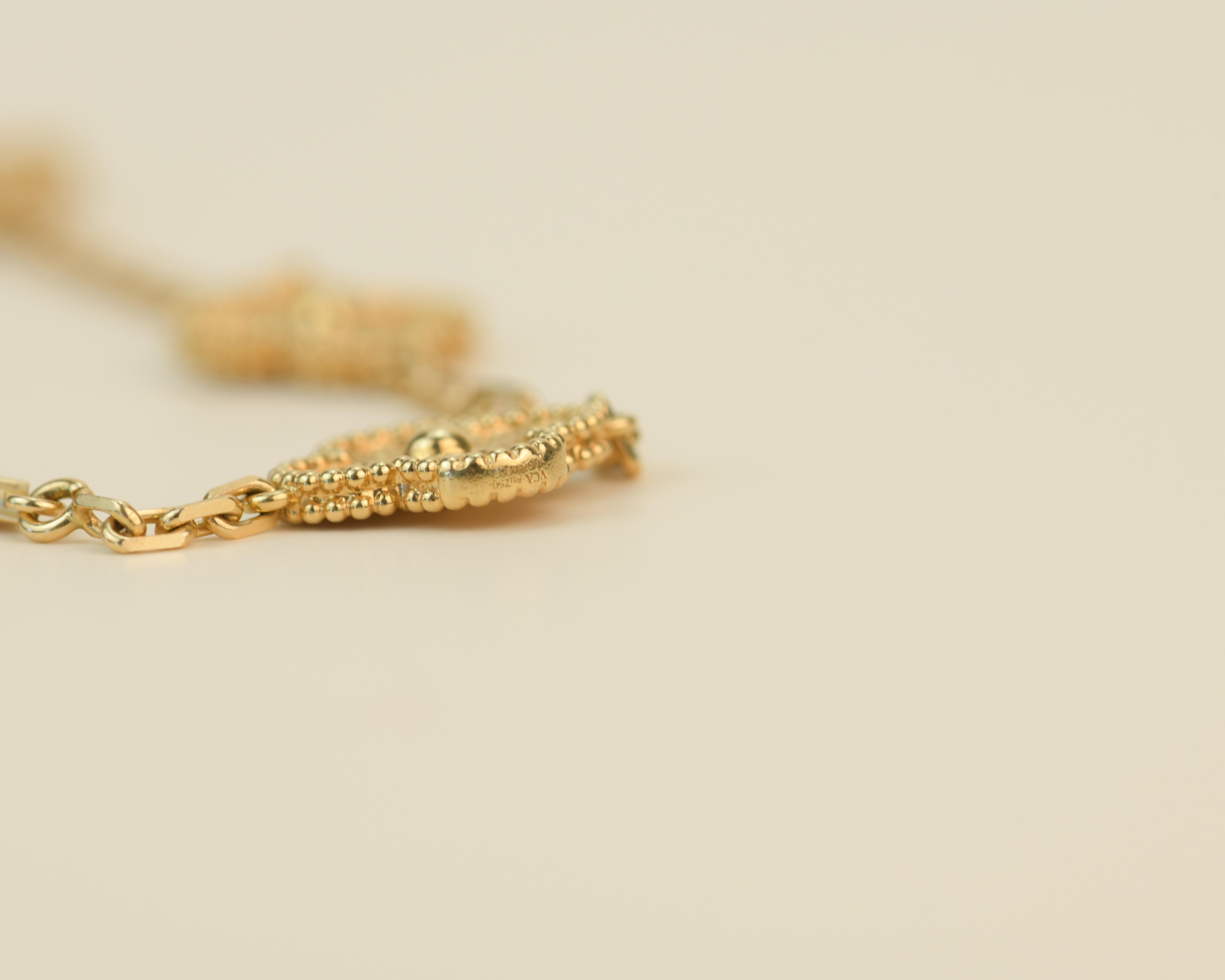 Van Cleef & Arpels Vintage Alhambra 10 Motif Yellow Gold Necklace 3