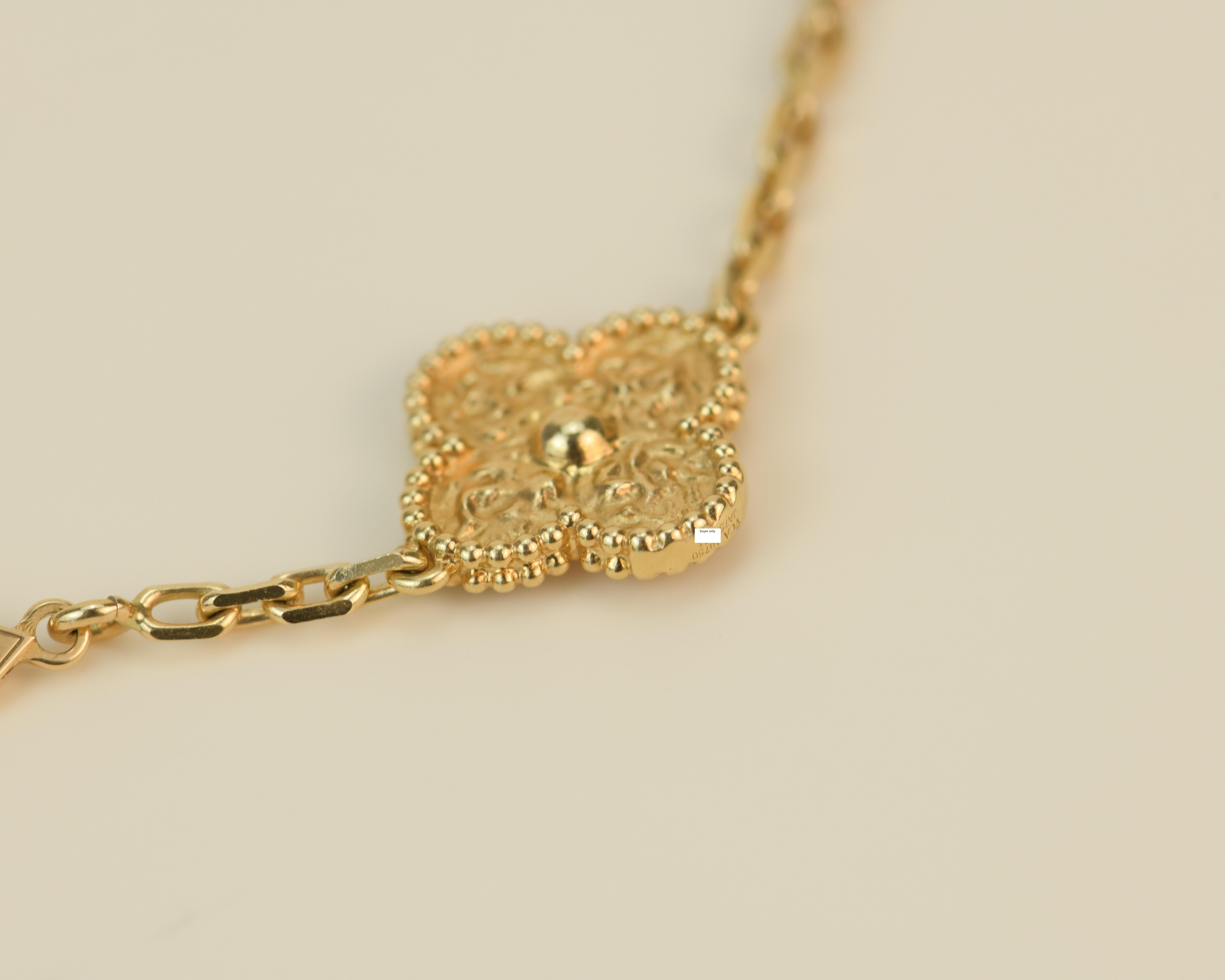 Van Cleef & Arpels Vintage Alhambra 10 Motif Yellow Gold Necklace 5