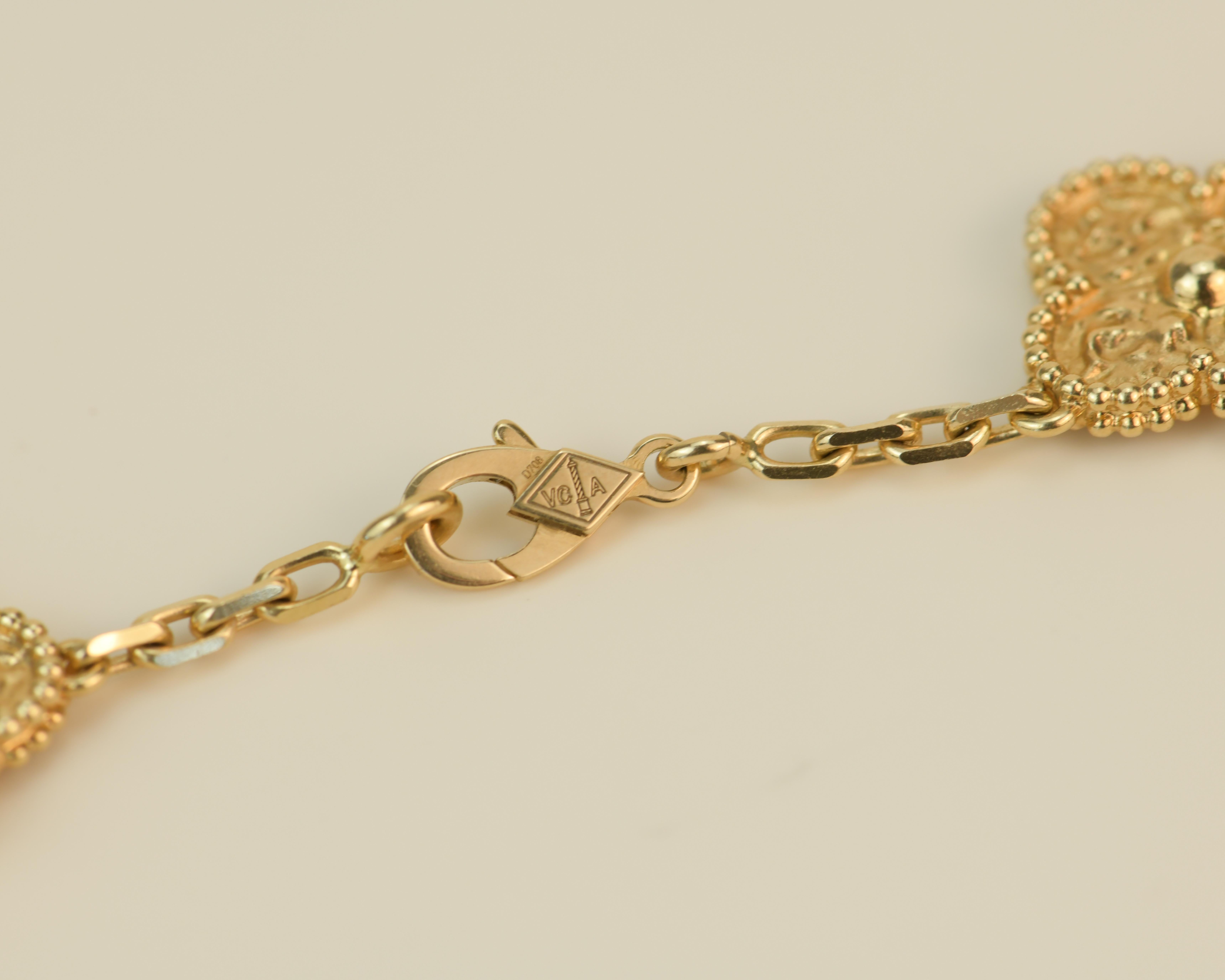 Van Cleef & Arpels Vintage Alhambra 10 Motif Yellow Gold Necklace 1