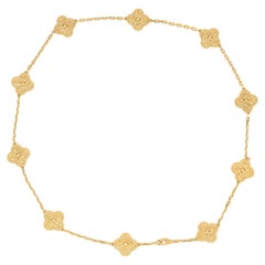 Van Cleef & Arpels Vintage Alhambra 10 Motif Yellow Gold Necklace