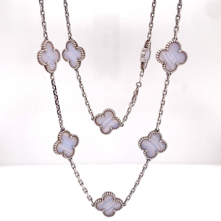 Van Cleef Arpels Vintage Alhambra 10 Motifs Chalcedony Necklace