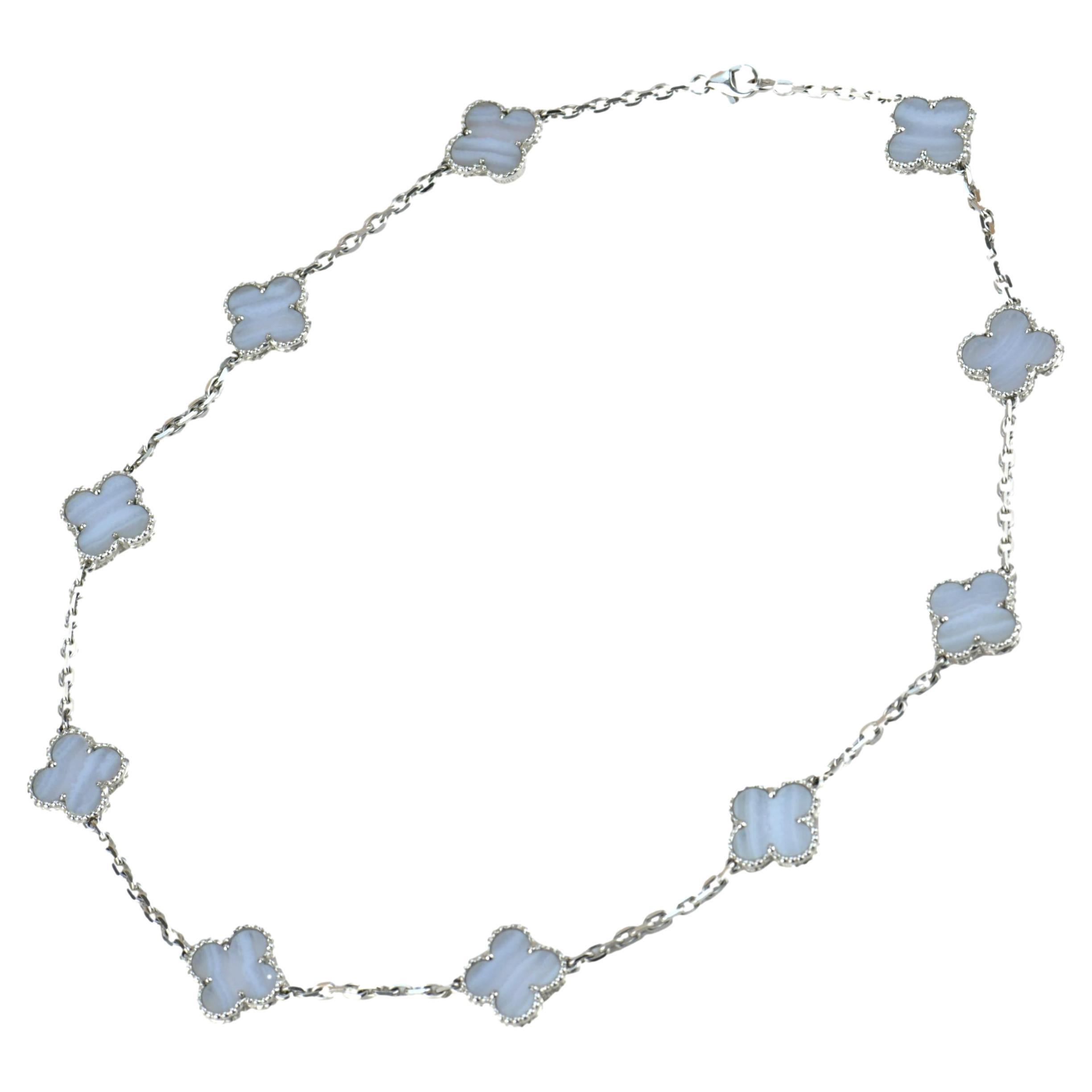 Van Cleef & Arpels Vintage Alhambra 10 Motifs Chalcedony Necklace