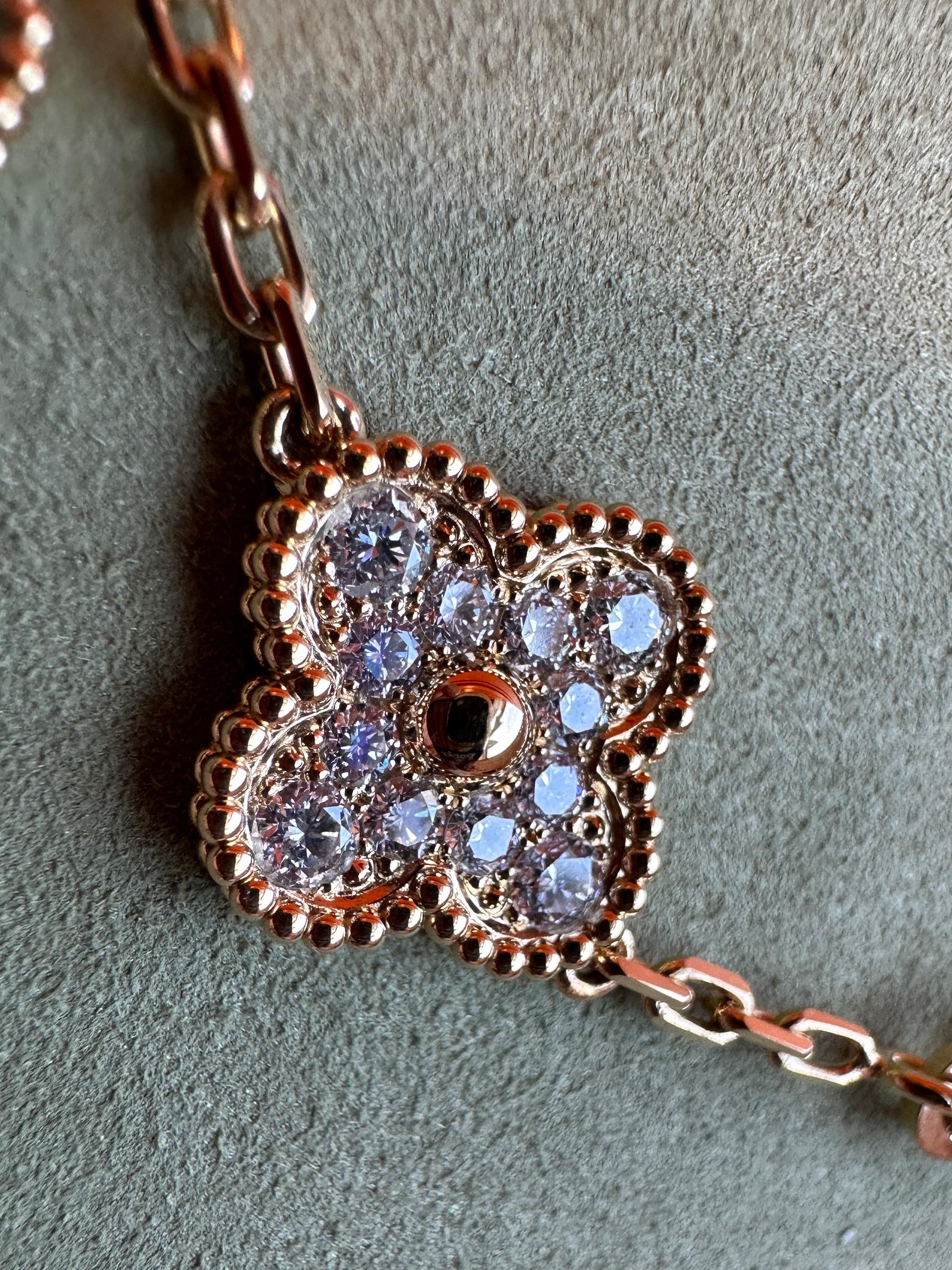 Van Cleef Arpels Vintage Alhambra 10 motifs Malachite Diamond Necklace, YG 6