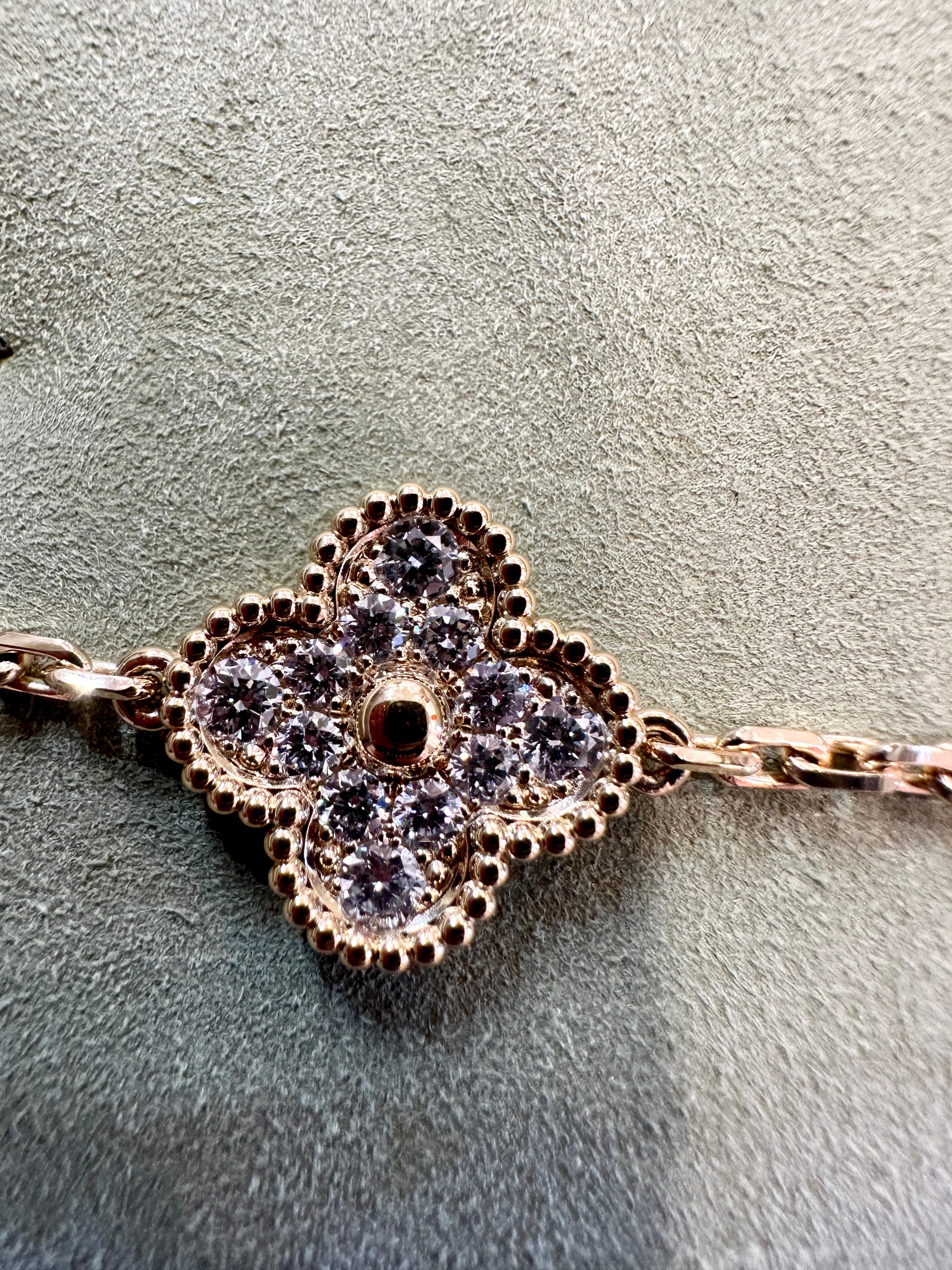 Women's Van Cleef Arpels Vintage Alhambra 10 motifs Malachite Diamond Necklace, YG