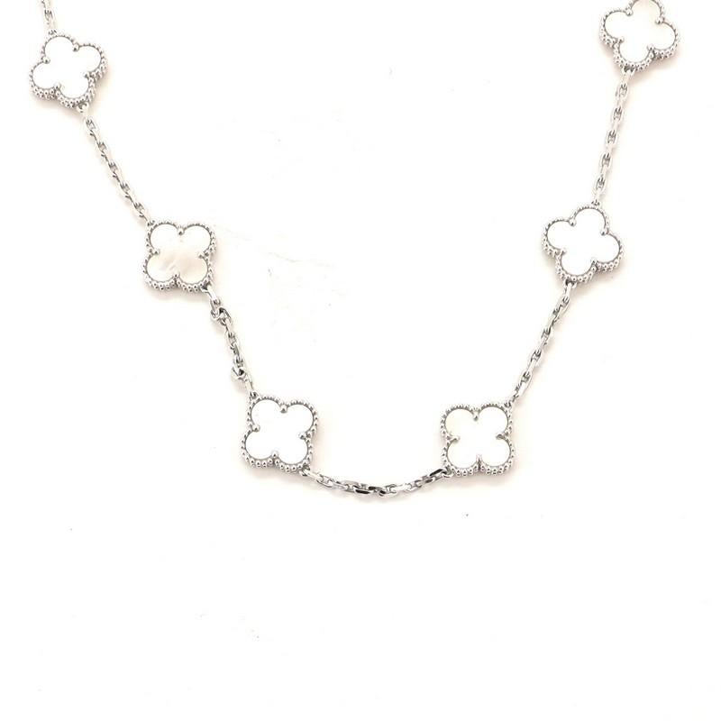 van cleef 10 motif necklace white gold