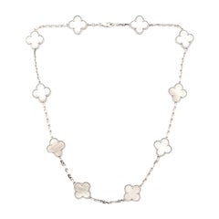 Van Cleef & Arpels Vintage Alhambra 10 Motifs Necklace 18K White Gold and Mother