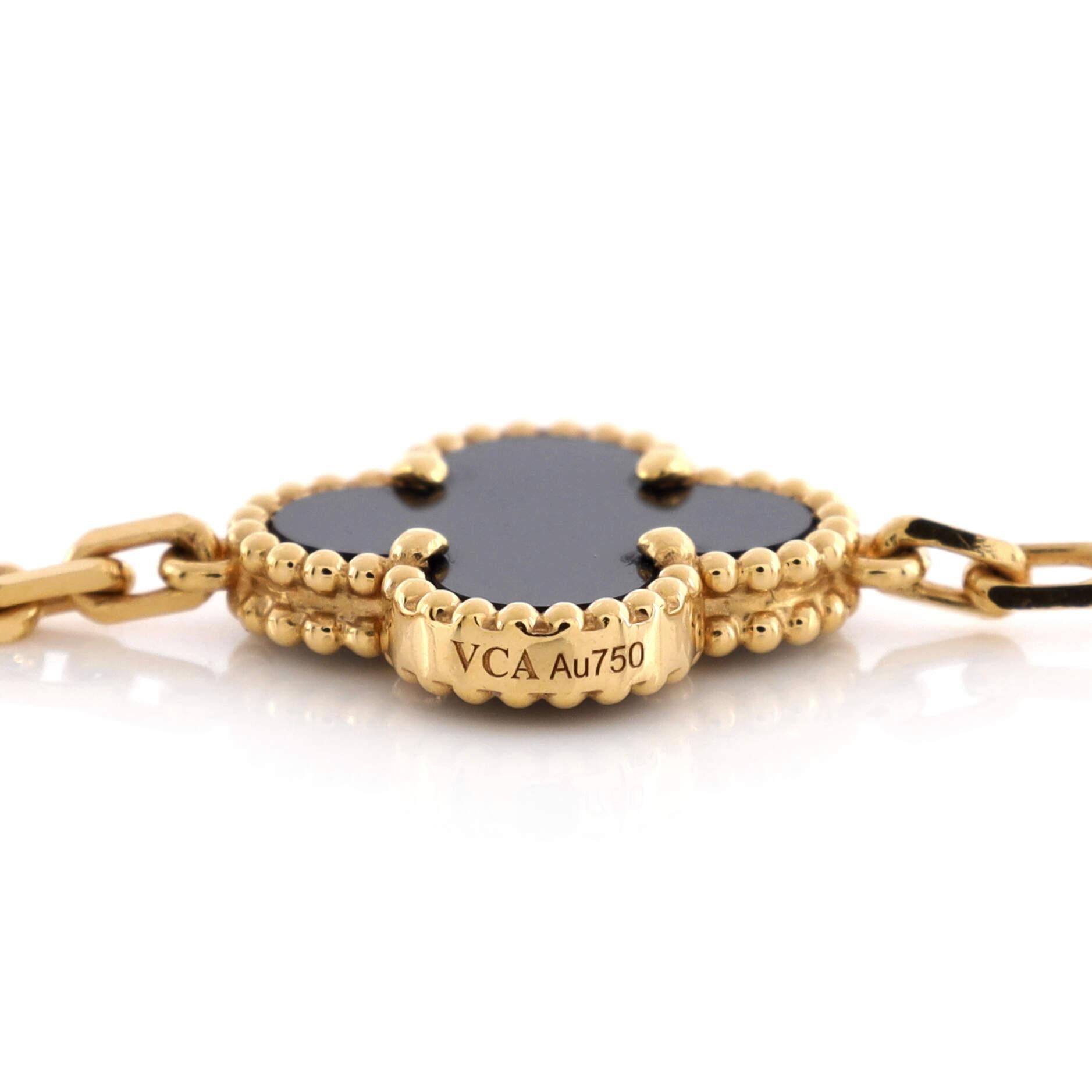 Van Cleef & Arpels Vintage Alhambra Halskette aus 18 Karat Gelbgold und Onyx mit 10 Motiven 1