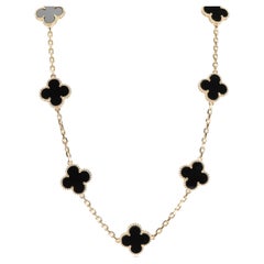 Van Cleef & Arpels Vintage Alhambra 10 Station Onyx Necklace in 18k Yellow Gold