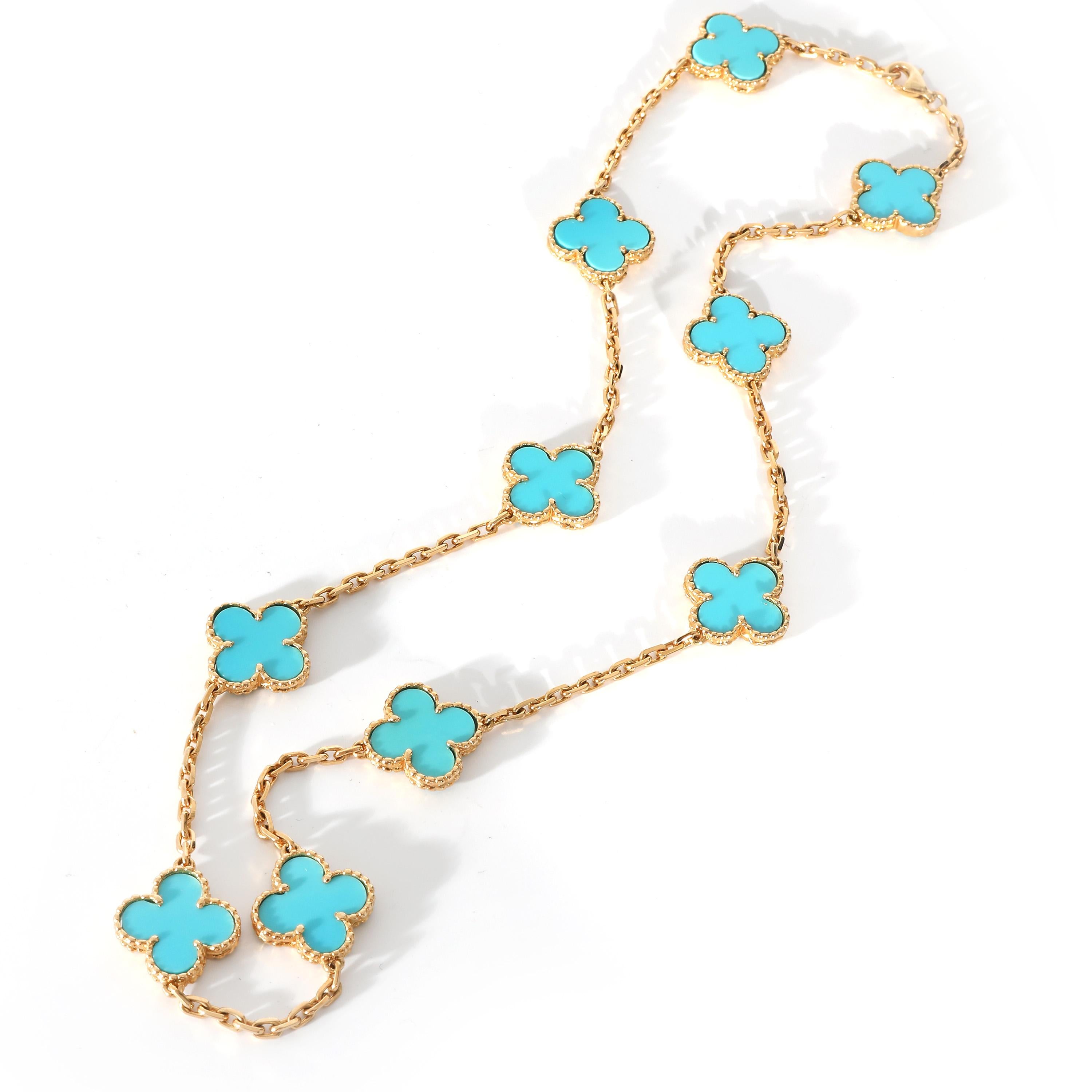 Van Cleef & Arpels Vintage Alhambra 10 Station Turquoise Necklace in 18K Gold

PRIMARY DETAILS
SKU: Z134078
Listing Title: Van Cleef & Arpels Vintage Alhambra 10 Station Turquoise Necklace in 18K Gold
Condition Description: Launched in 1968, the