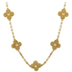 Van Cleef & Arpels Vintage Alhambra 18 Karat Yellow Gold 20 Motif Necklace