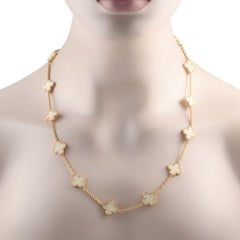 Van Cleef & Arpels Vintage Alhambra 18K Gold Coral 20-Motif Necklace