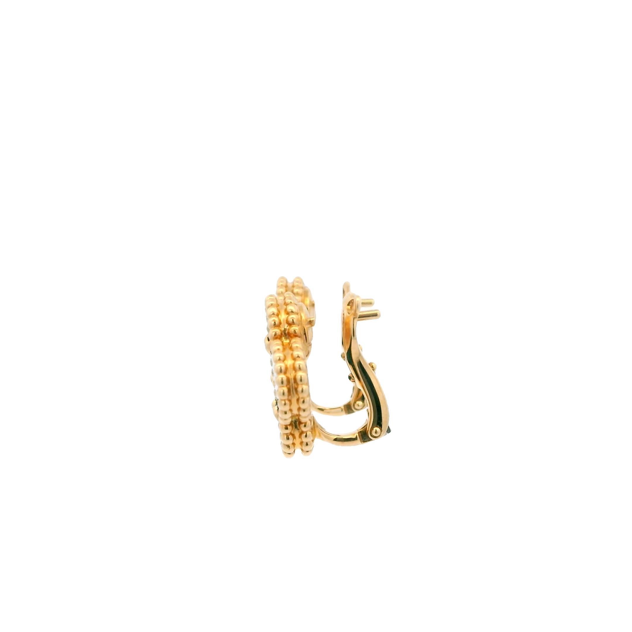 Women's Van Cleef & Arpels Vintage Alhambra, 18K Gold & Malachite Earrings Box & Papers For Sale