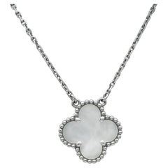 Van Cleef & Arpels Vintage Alhambra 18K White Gold Mother-of-Pearl Pendant