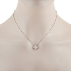 Van Cleef & Arpels Vintage Alhambra 18K White Gold Pink Opal Necklace