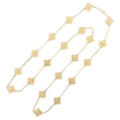 Van Cleef & Arpels Vintage Alhambra 18k Yellow Gold 20 Motif Link Necklace B&P