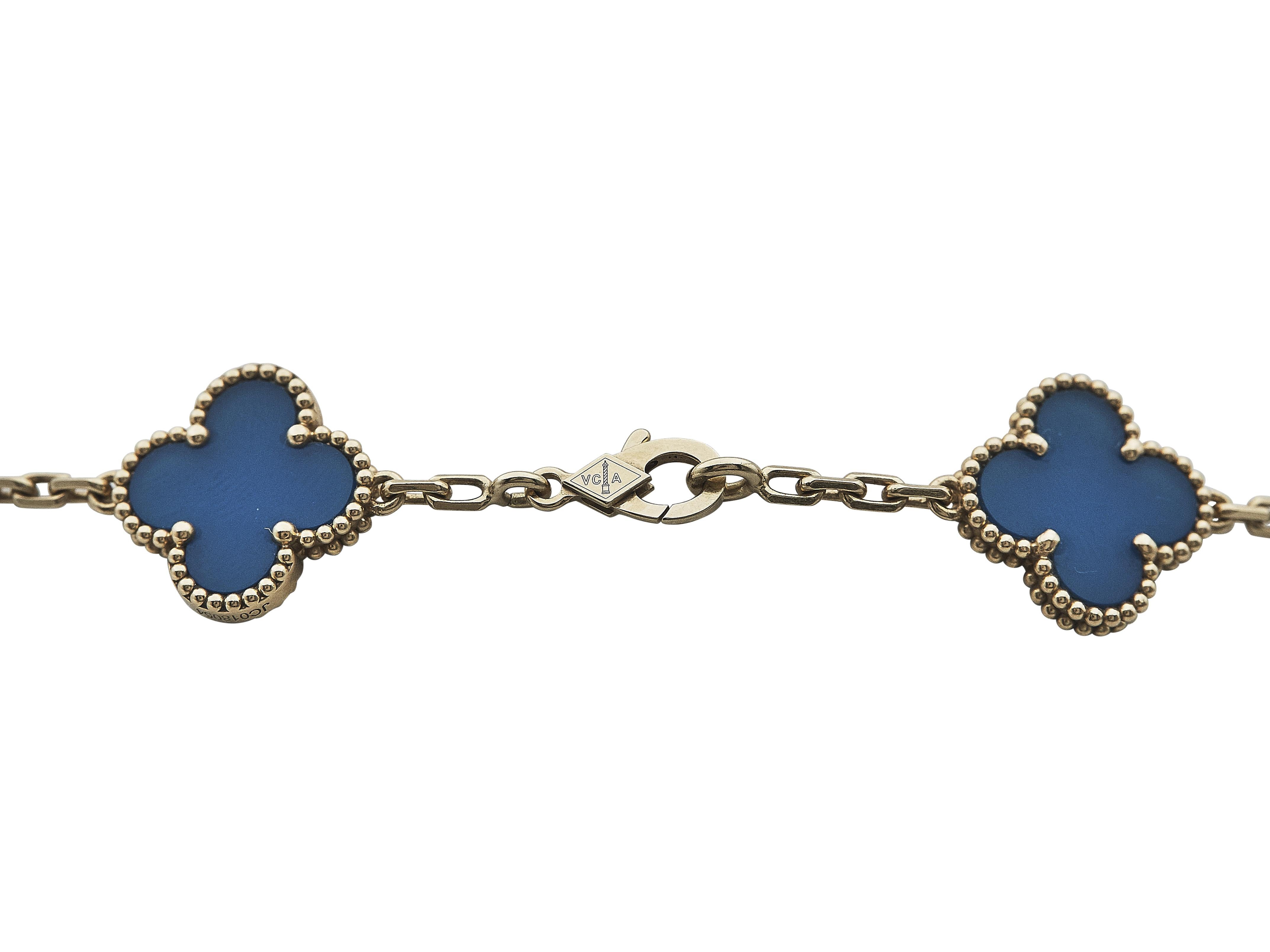 Women's or Men's Van Cleef & Arpels Vintage Alhambra 18K Yellow Gold Agate 10 Motifs Necklace