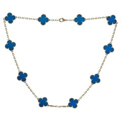 Van Cleef & Arpels Vintage Alhambra 18K Yellow Gold Agate 10 Motifs Necklace