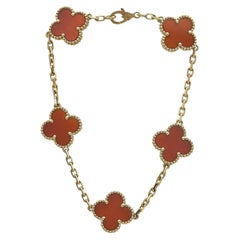 Van Cleef & Arpels Vintage Alhambra 18K Yellow Gold and Carnelian Bracelet