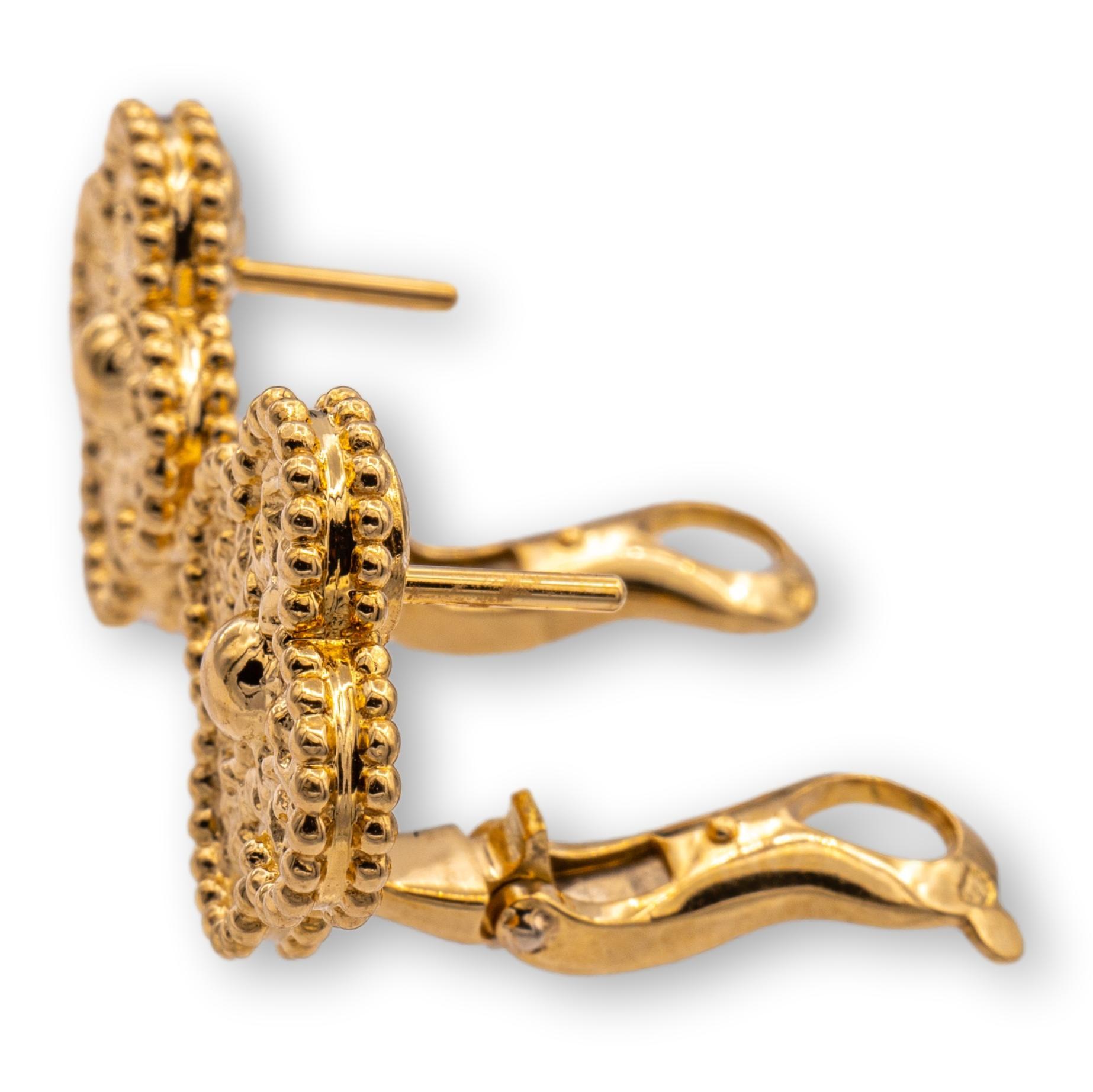 vintage alhambra earrings 18k yellow gold