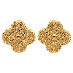 Van Cleef & Arpels Vintage Alhambra 18K Yellow Gold Clip Earrings