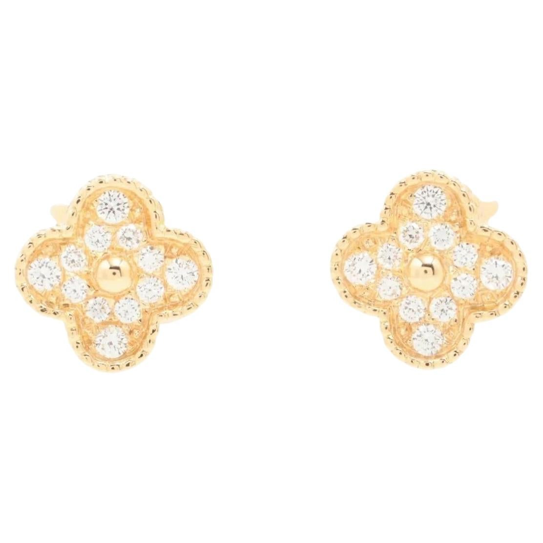 Orecchini Van Cleef & Arpels Vintage Alhambra in oro giallo 18 carati e diamanti