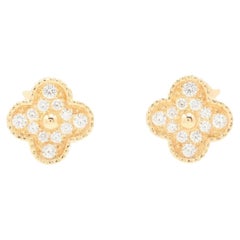 Van Cleef & Arpels Vintage Alhambra 18K Yellow Gold & diamond earrings