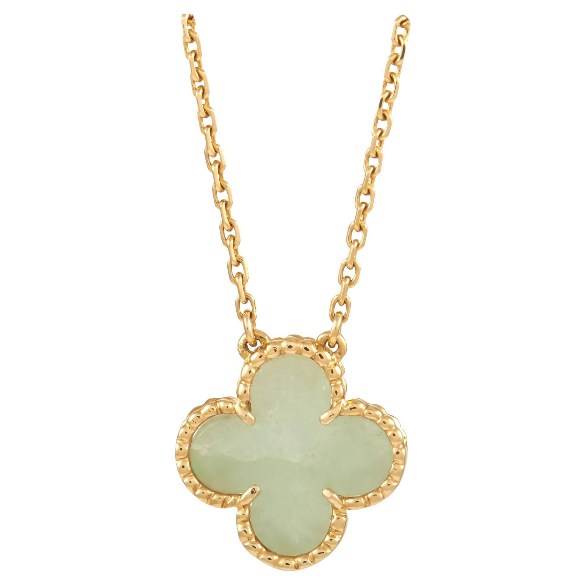 Limited Edition Van Cleef Arpels Alhambra Pink Sapphire Gold Necklace