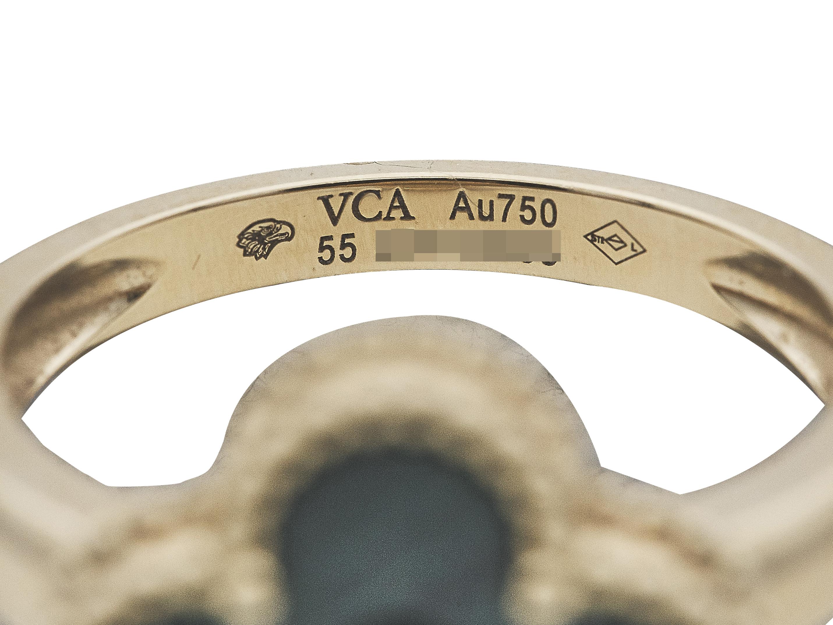 Van Cleef & Arpels Vintage Alhambra 18K Yellow Gold Malachite Diamond Ring In Excellent Condition For Sale In New York, NY