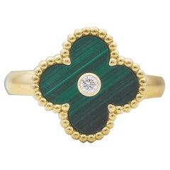 Van Cleef & Arpels Vintage Alhambra 18K Yellow Gold Malachite Diamond Ring