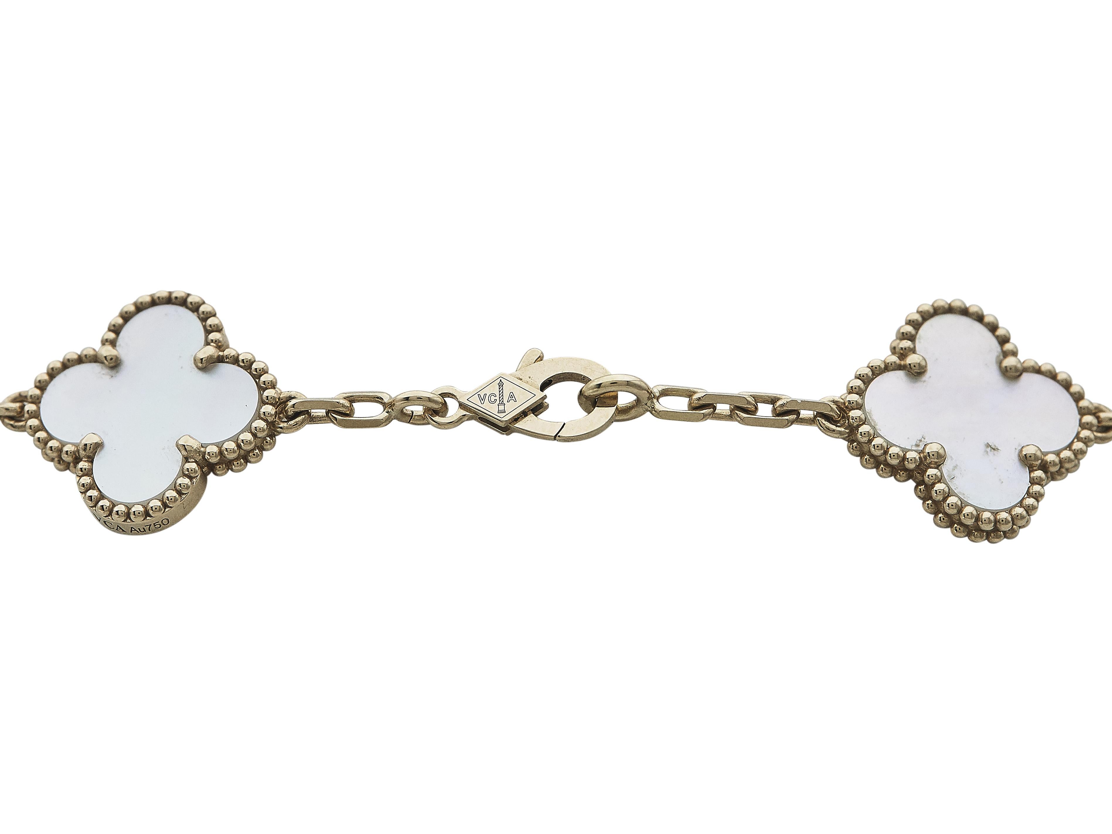 Van Cleef & Arpels Collier Vintage Alhambra en or jaune 18K MOP 10-Motifs en vente 1