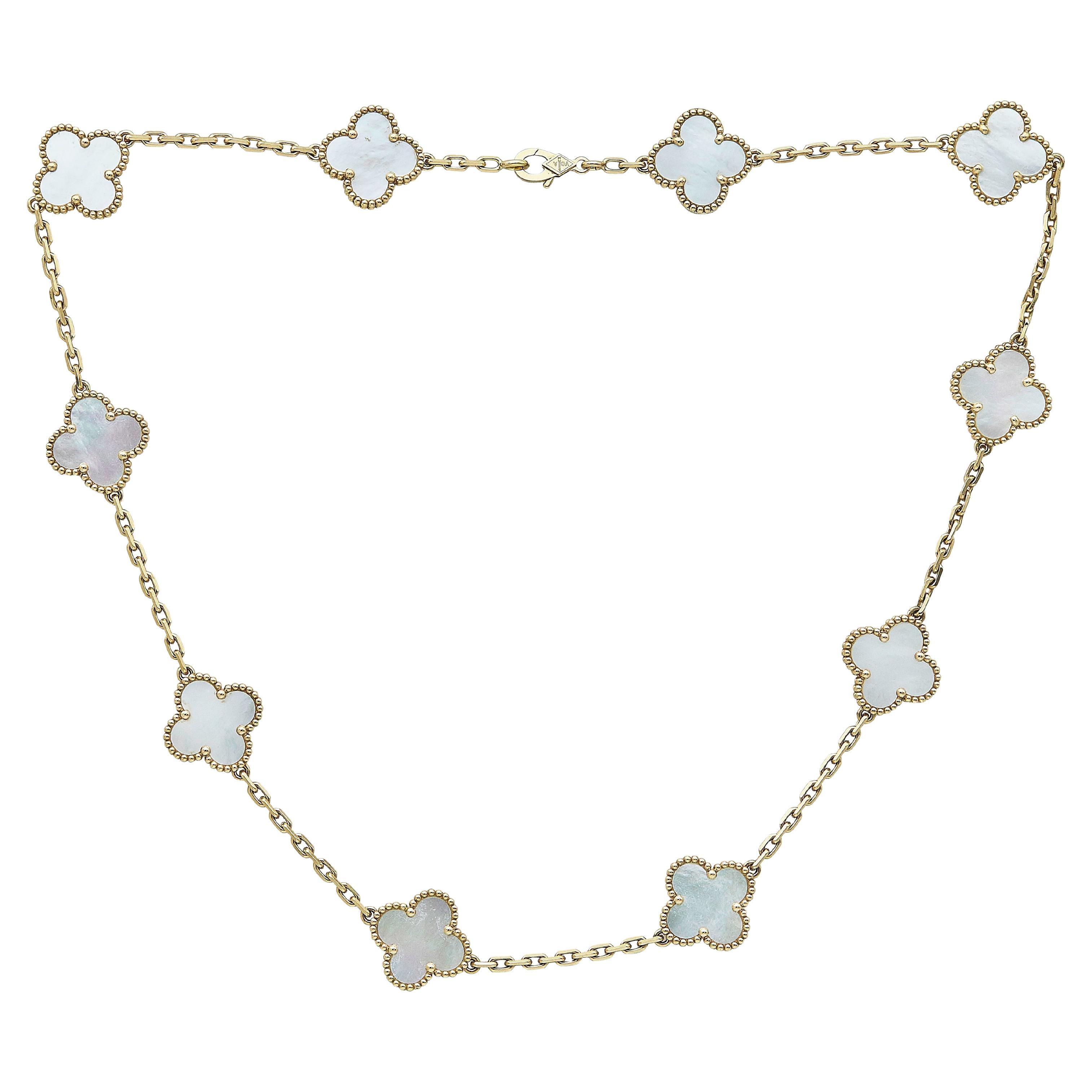 Collar de 10 motivos Van Cleef & Arpels Vintage Alhambra de oro amarillo de 18 quilates MOP