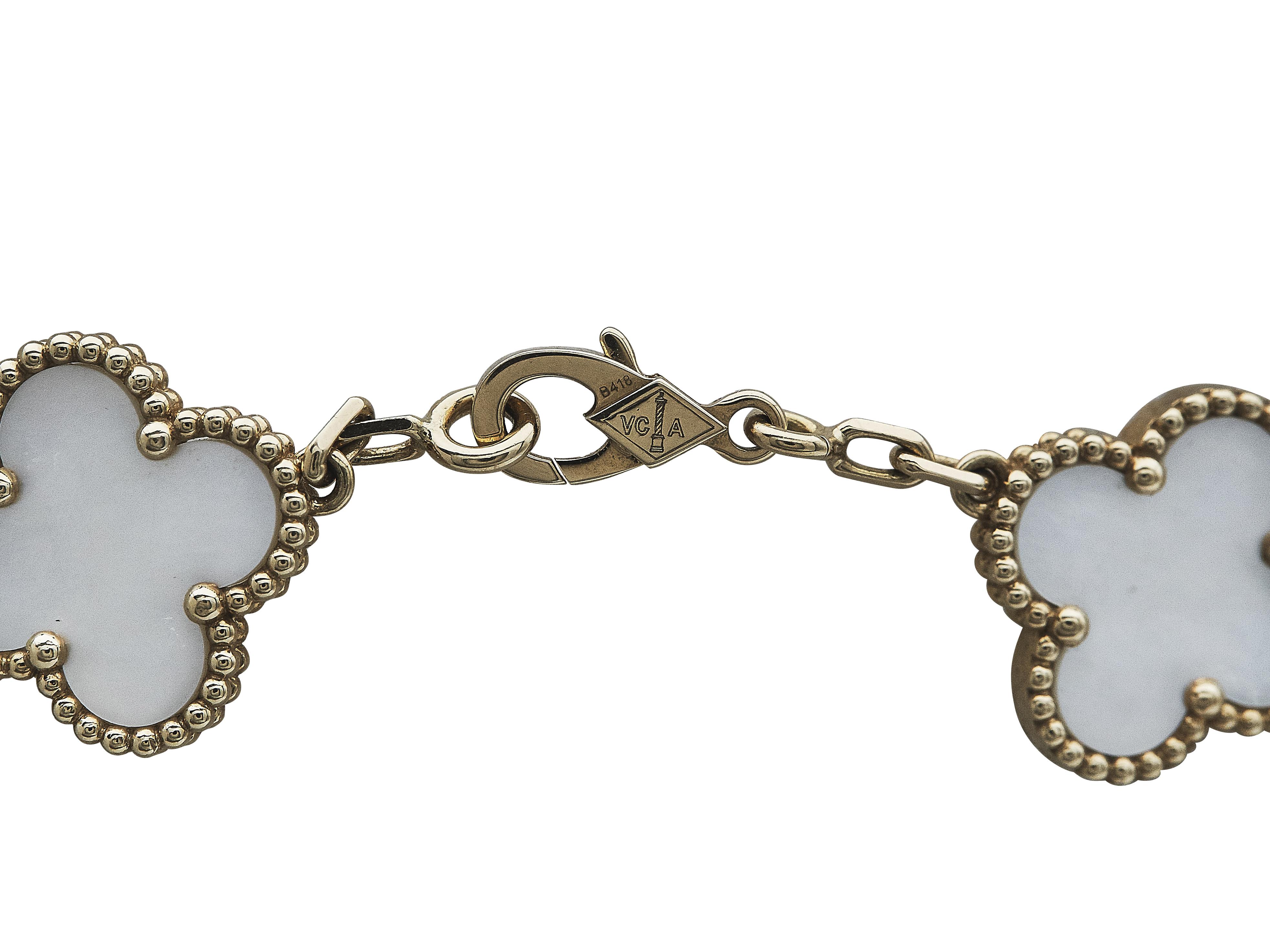 Van Cleef & Arpels Vintage Alhambra 18K Yellow Gold MOP 5 Motifs Bracelet In Excellent Condition For Sale In New York, NY