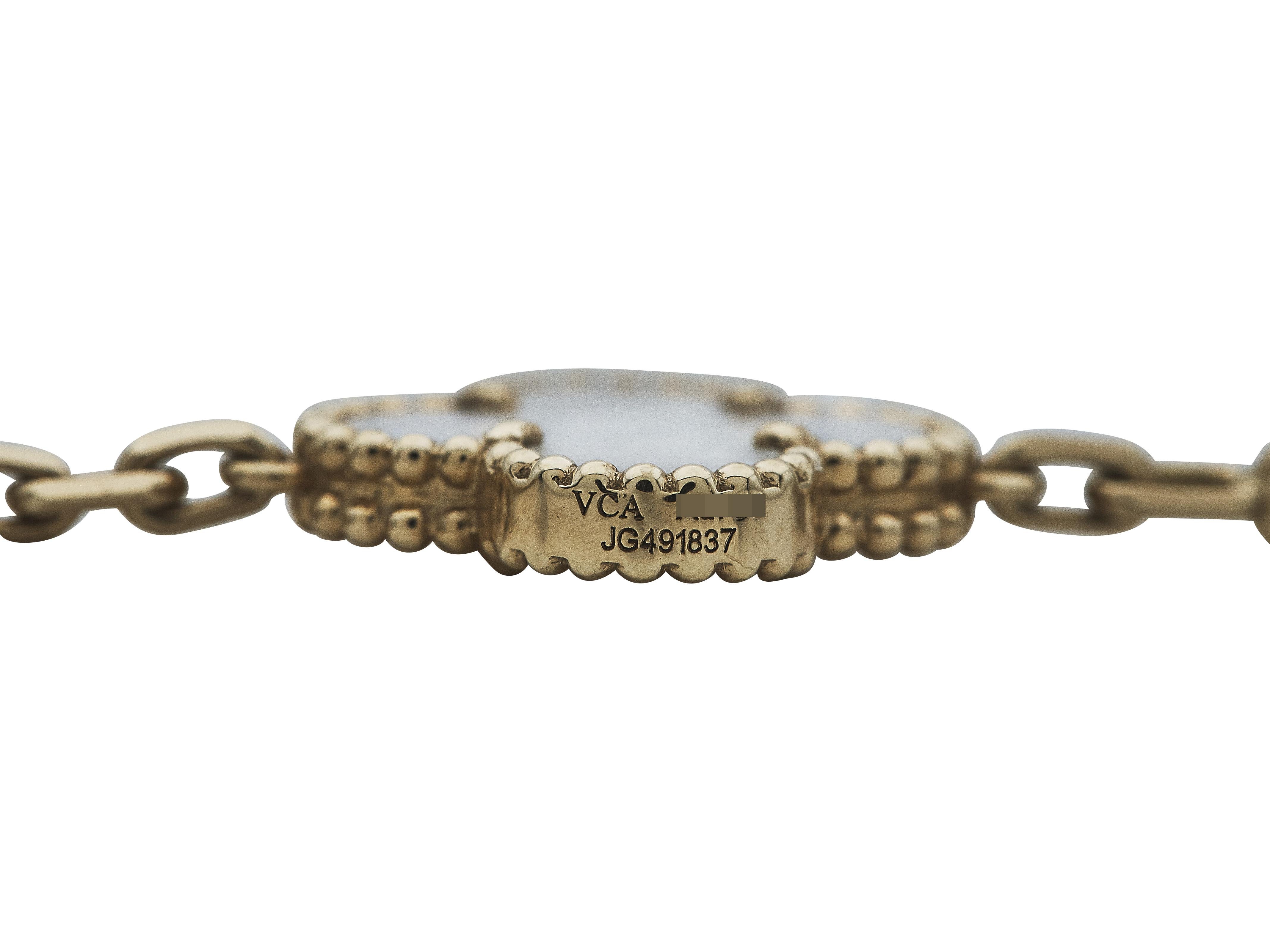 Women's or Men's Van Cleef & Arpels Vintage Alhambra 18K Yellow Gold MOP 5 Motifs Bracelet For Sale