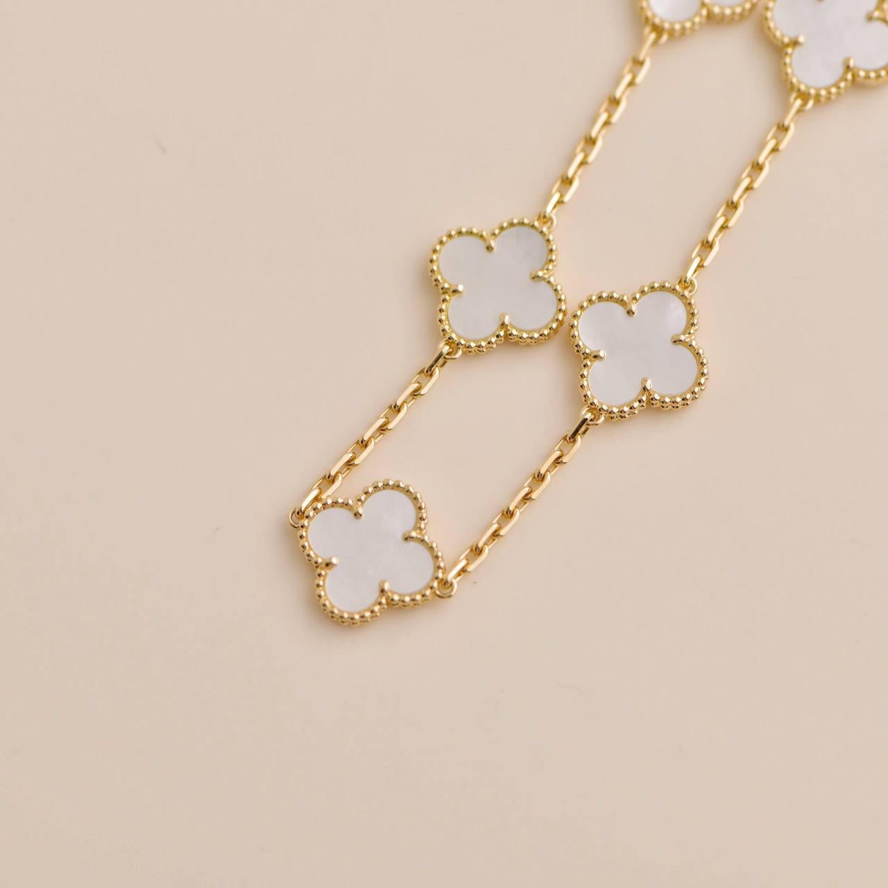 Van Cleef & Arpels Vintage Alhambra 18k Yellow Gold Mother of Pearl Bracelet 2