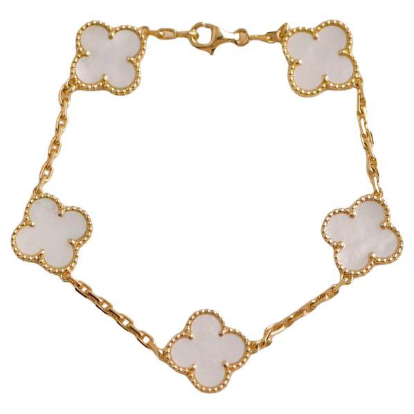 Van Cleef & Arpels Vintage Alhambra 18k Yellow Gold Mother of Pearl Bracelet