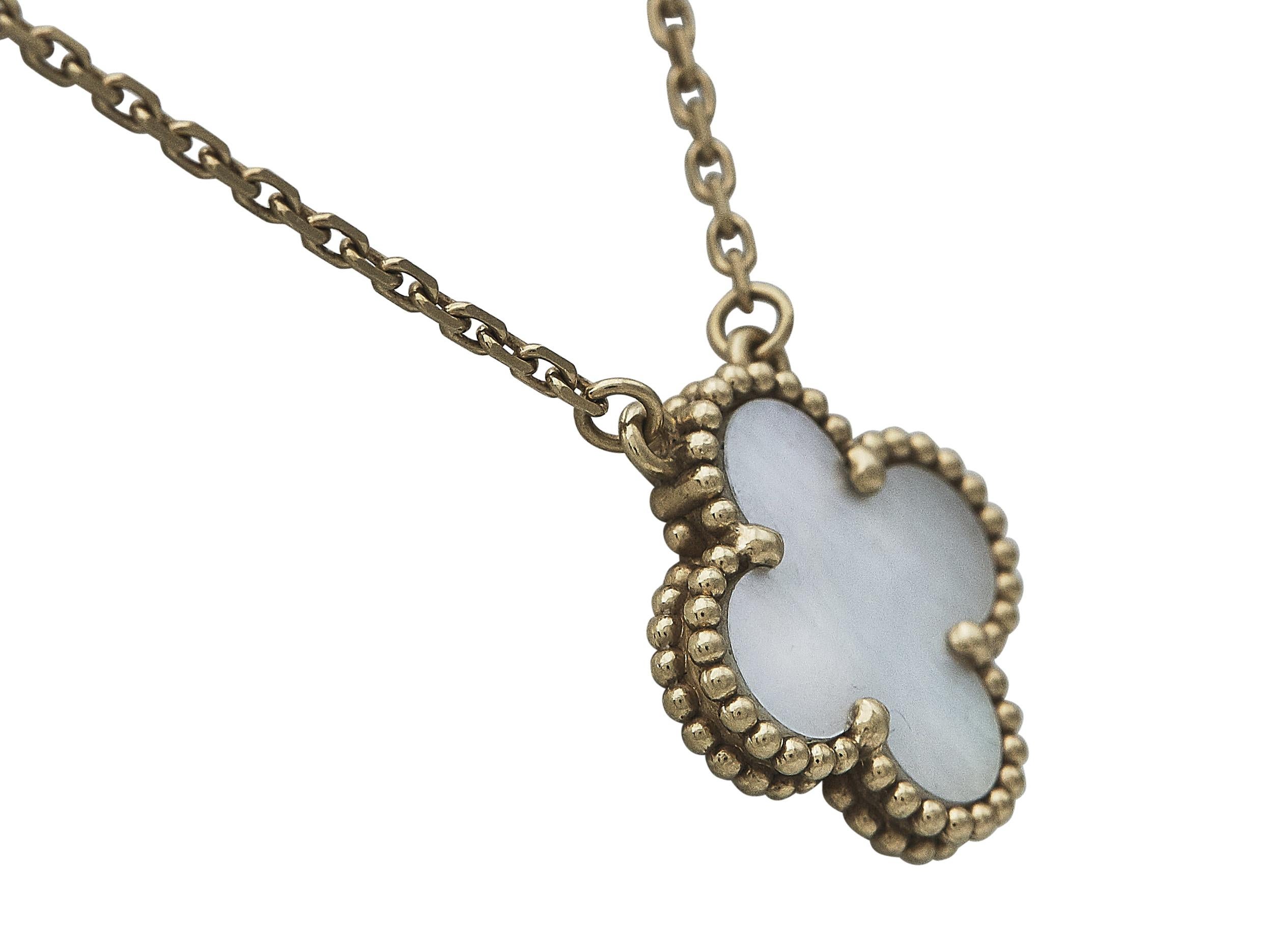 Uncut Van Cleef & Arpels Vintage Alhambra 18K Yellow Gold Mother-of-Pearl Necklace For Sale