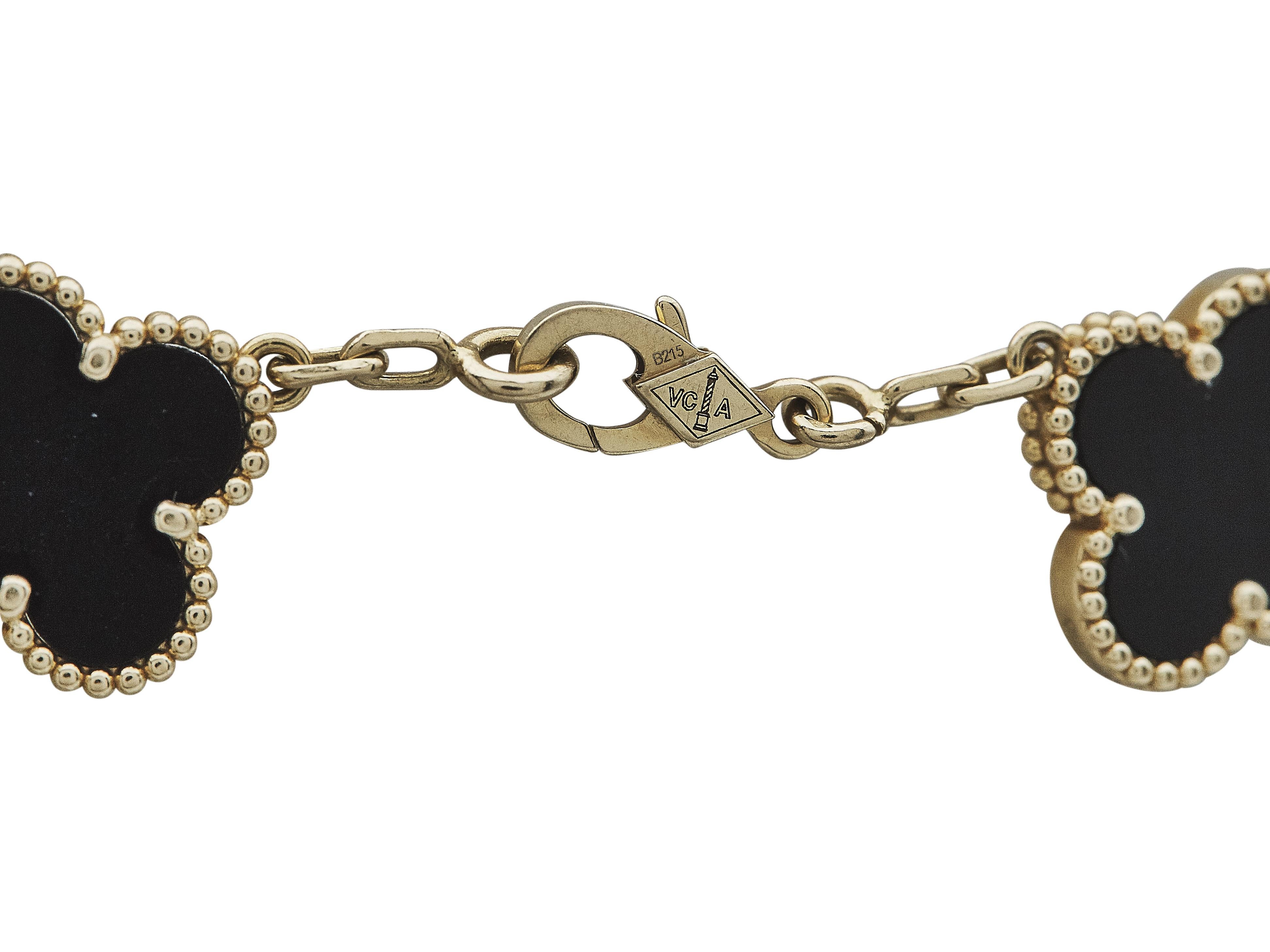 Van Cleef & Arpels Vintage Alhambra 18K Gelbgold Onyx 5 Motive Armband (Ungeschliffen) im Angebot