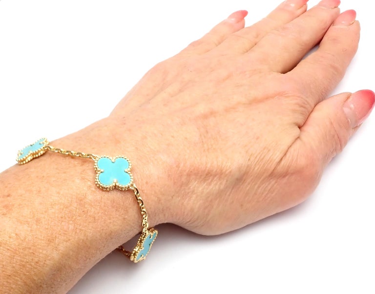 Van Cleef and Arpels Vintage Alhambra 18 Karat Yellow Gold Turquoise