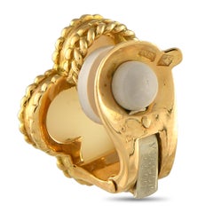 Van Cleef & Arpels Vintage Alhambra 18K Yellow Gold White Coral Clip-On Earrings
