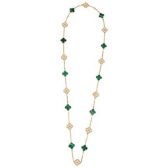 Van Cleef Arpels Vintage Alhambra 20 Motif Diamonds 18K Gold Station Necklace Van Cleef Arpels Vintage Alhambra 20 Motif Diamonds 18K Gold Station Necklace