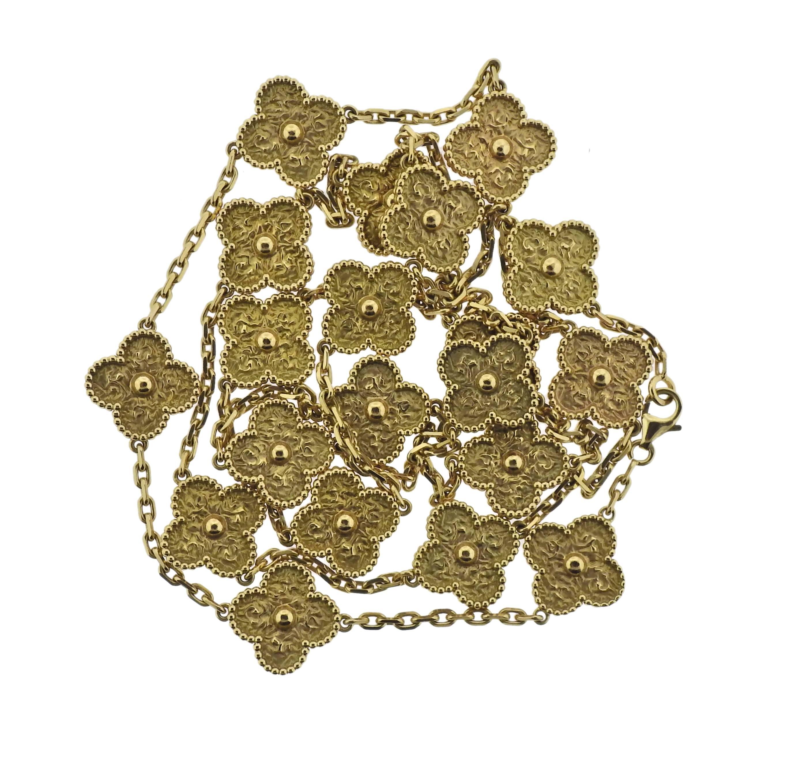 Van Cleef & Arpels Vintage Alhambra 20 Motif Gold Necklace 1