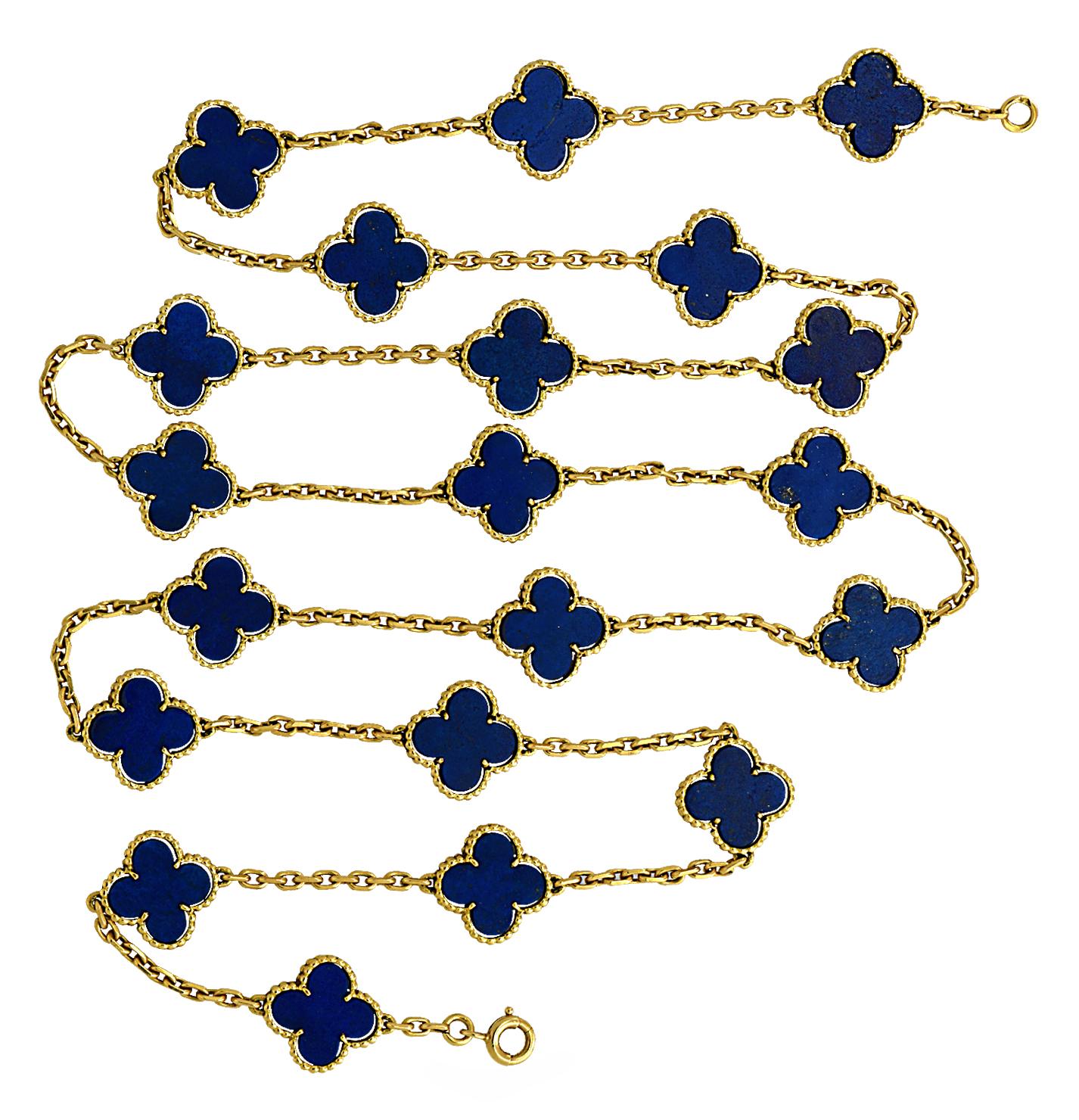 Modern Van Cleef & Arpels Vintage Alhambra 20 Motif Lapis Necklace
