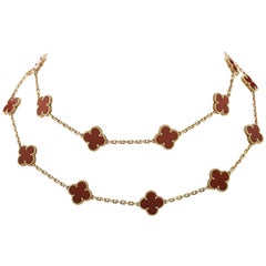 Van Cleef & Arpels Vintage Alhambra 20 Motif Long Carnelian Necklace